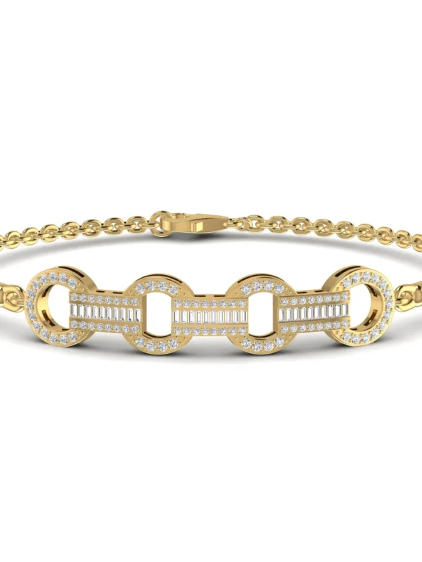 Baguette and Round Diamond 1.26 CT Adjustable Bracelet