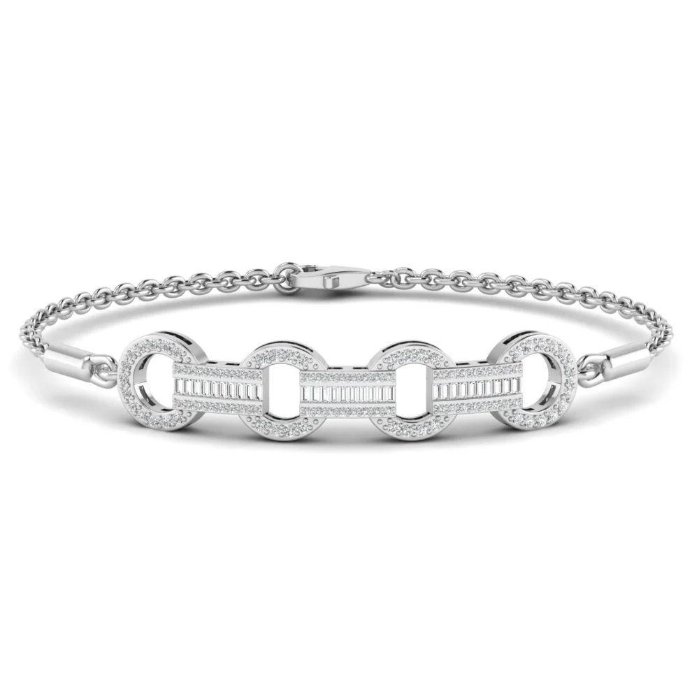 Baguette and Round Diamond 1.26 CT Adjustable Bracelet - Image 2