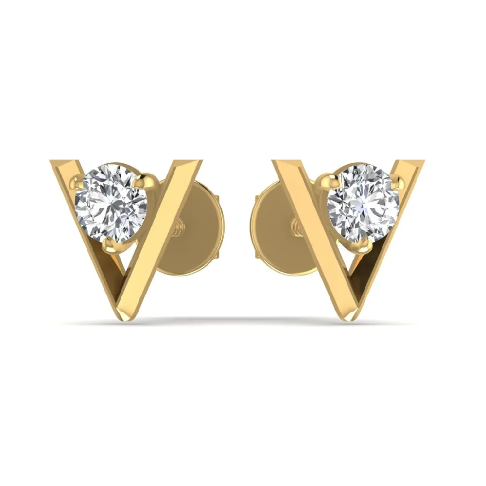 0.50CT V-Shaped Stud Diamond Earring